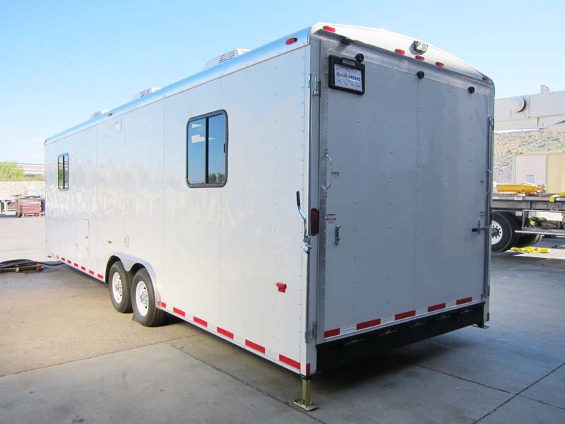 A white movable trailer