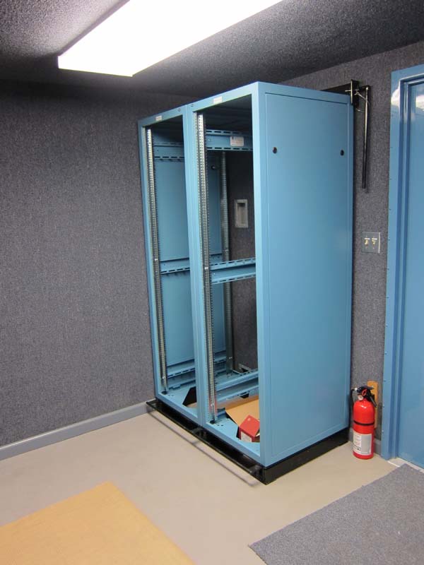 A light blue metal cabinet