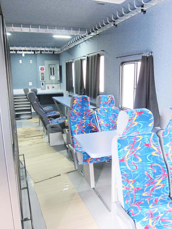 Passenger chairs inside the trailer