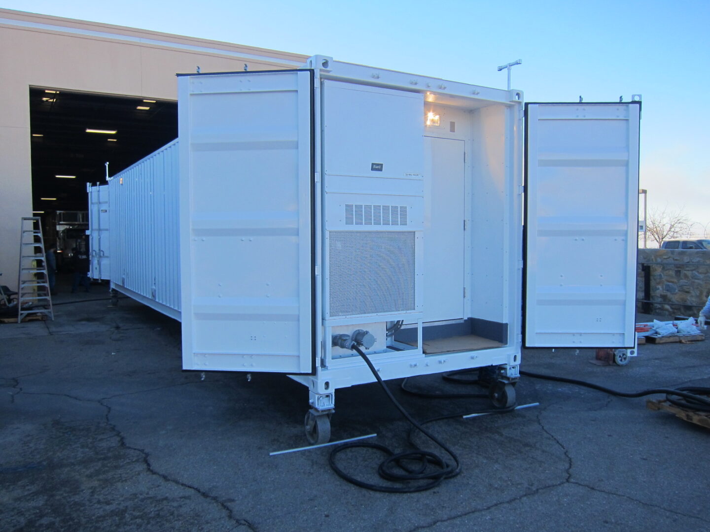A mobile shelter under construction