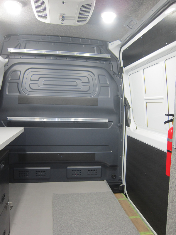 A van’s black and white interior